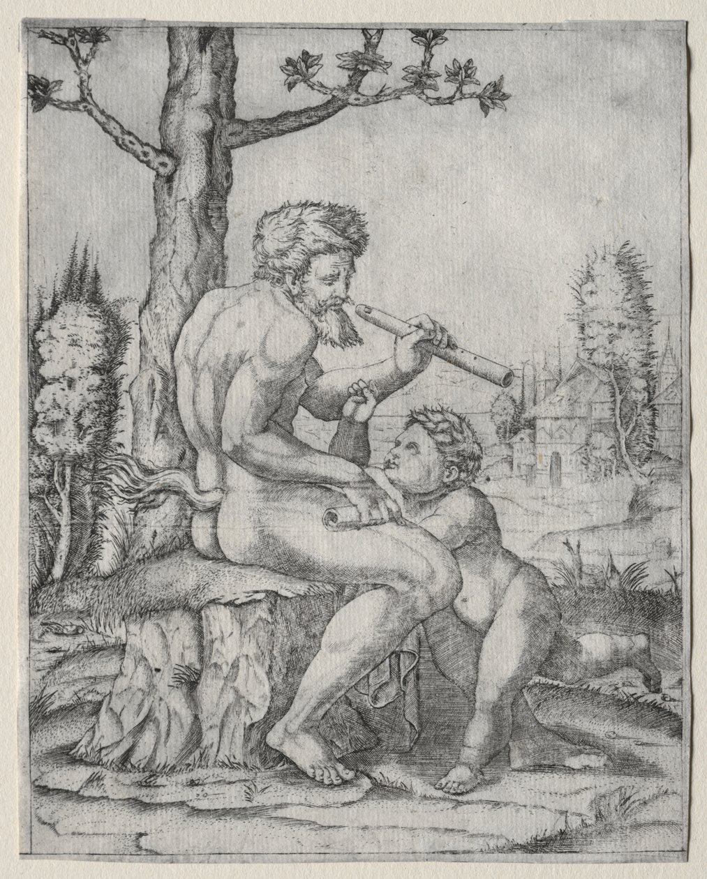 Faun and Child by Marcantonio Raimondi