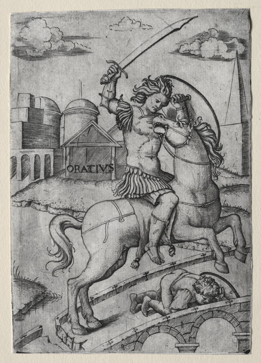 Horatius Cocles Defending the Sublician Bridge by Marcantonio Raimondi