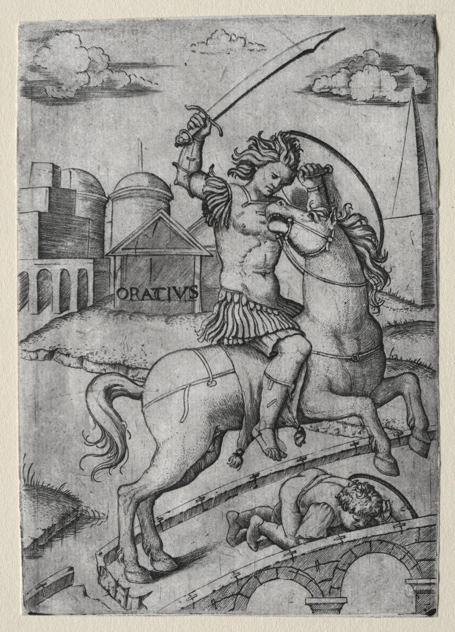 Horatius Cocles Defending the Sublician Bridge by Marcantonio Raimondi