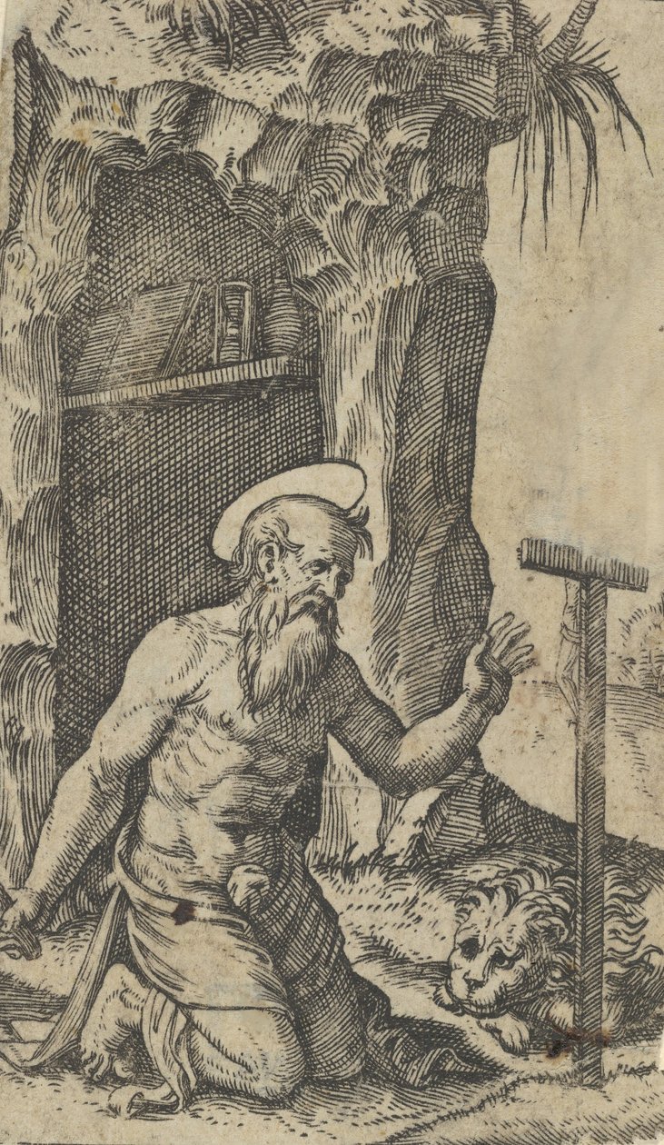 Saint Jerome kneeling before a crucifix, from the series 