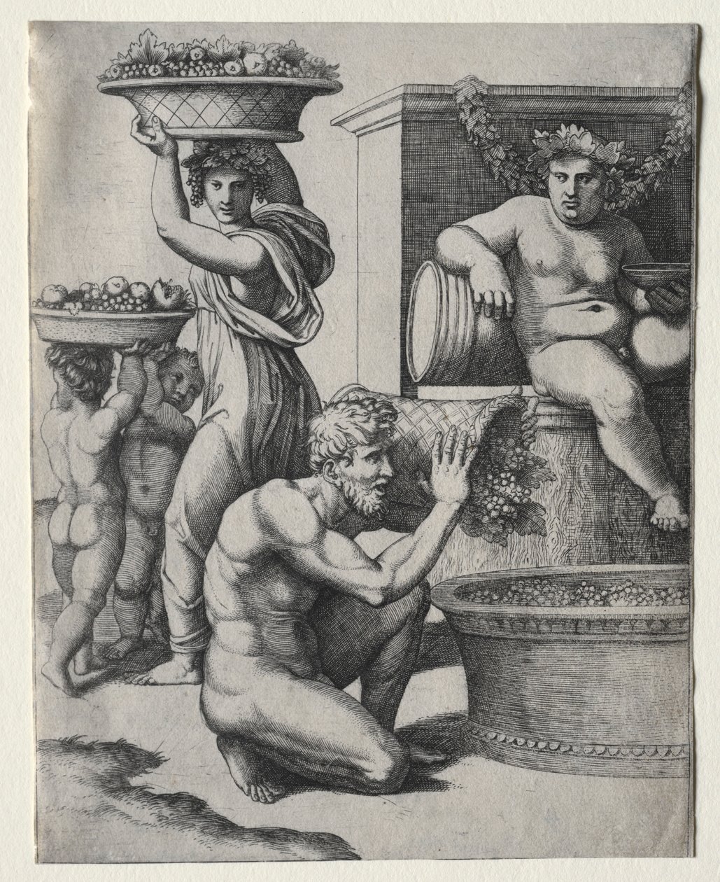 The Wine Press by Marcantonio Raimondi