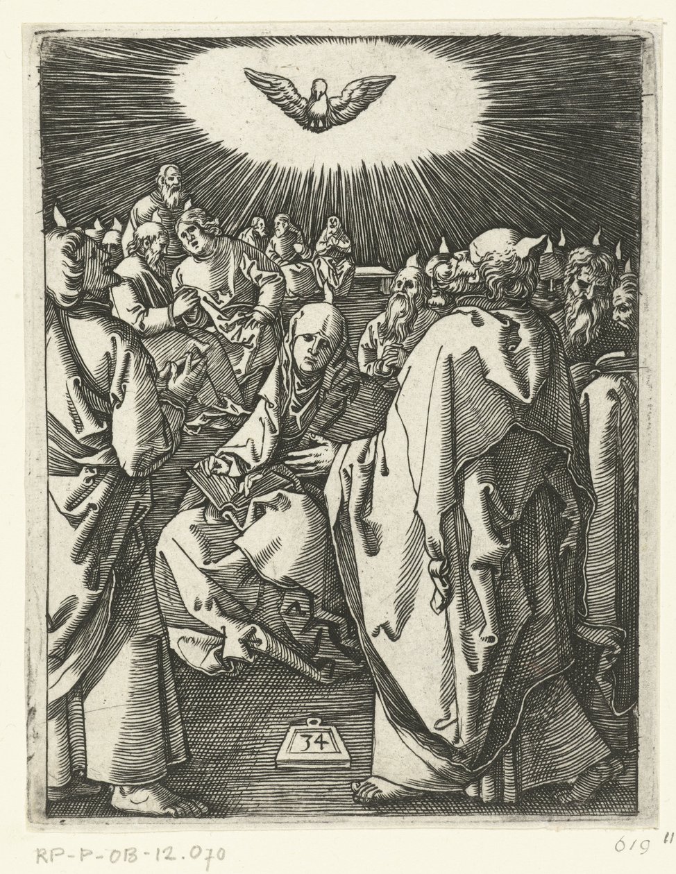 Outpouring of the Holy Spirit (Passion of Christ) by Marcantonio Raimondi