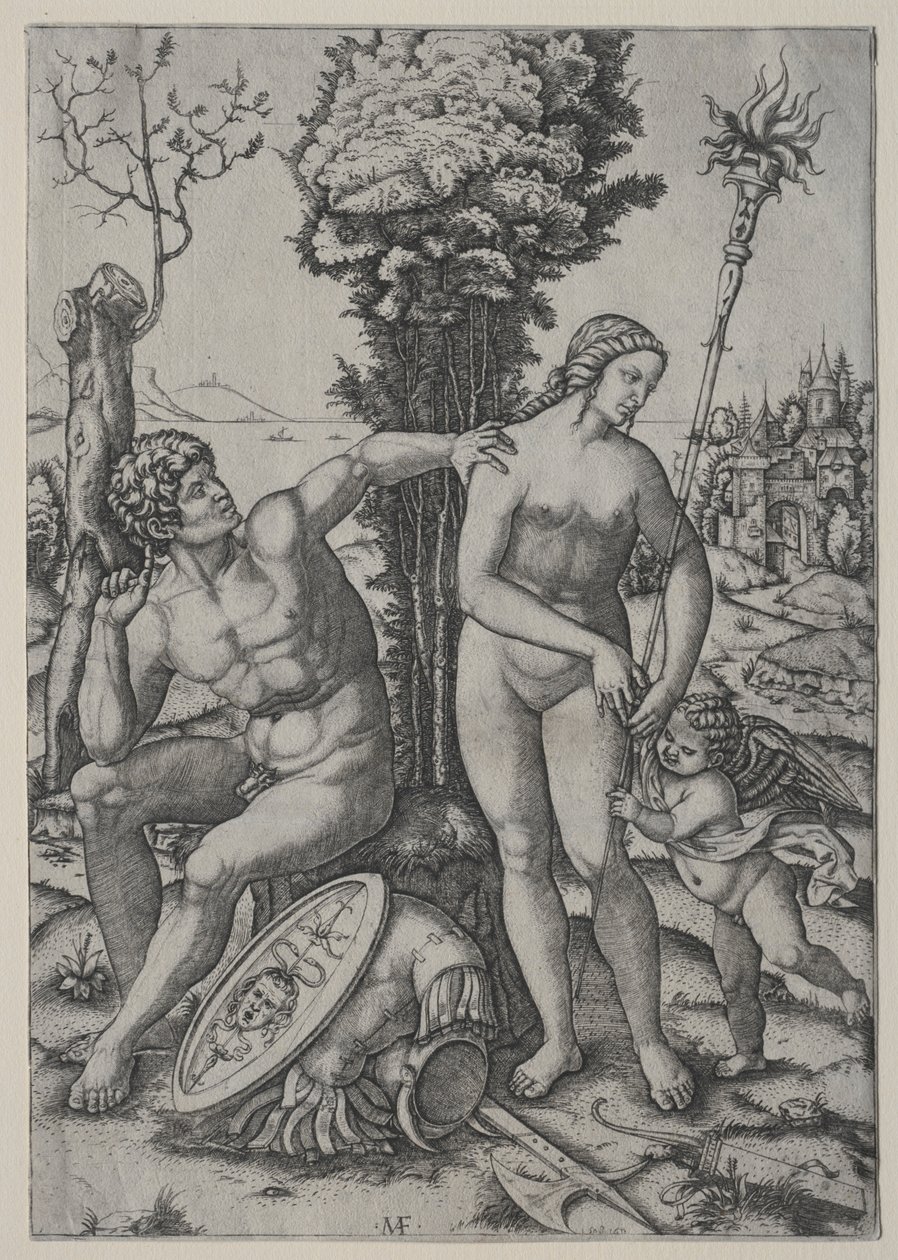 Venus, Mars and Cupid by Marcantonio Raimondi