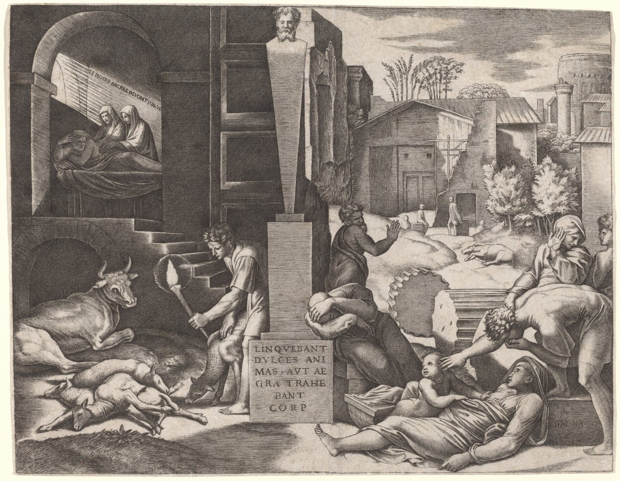 The Plague by Marcantonio Raimondi after Raphael