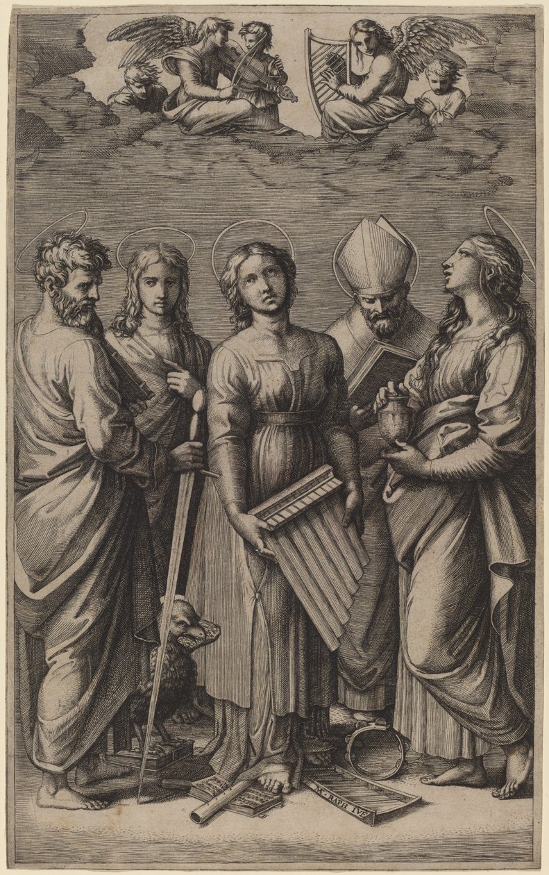 Saint Cecilia by Marcantonio Raimondi after Raphael