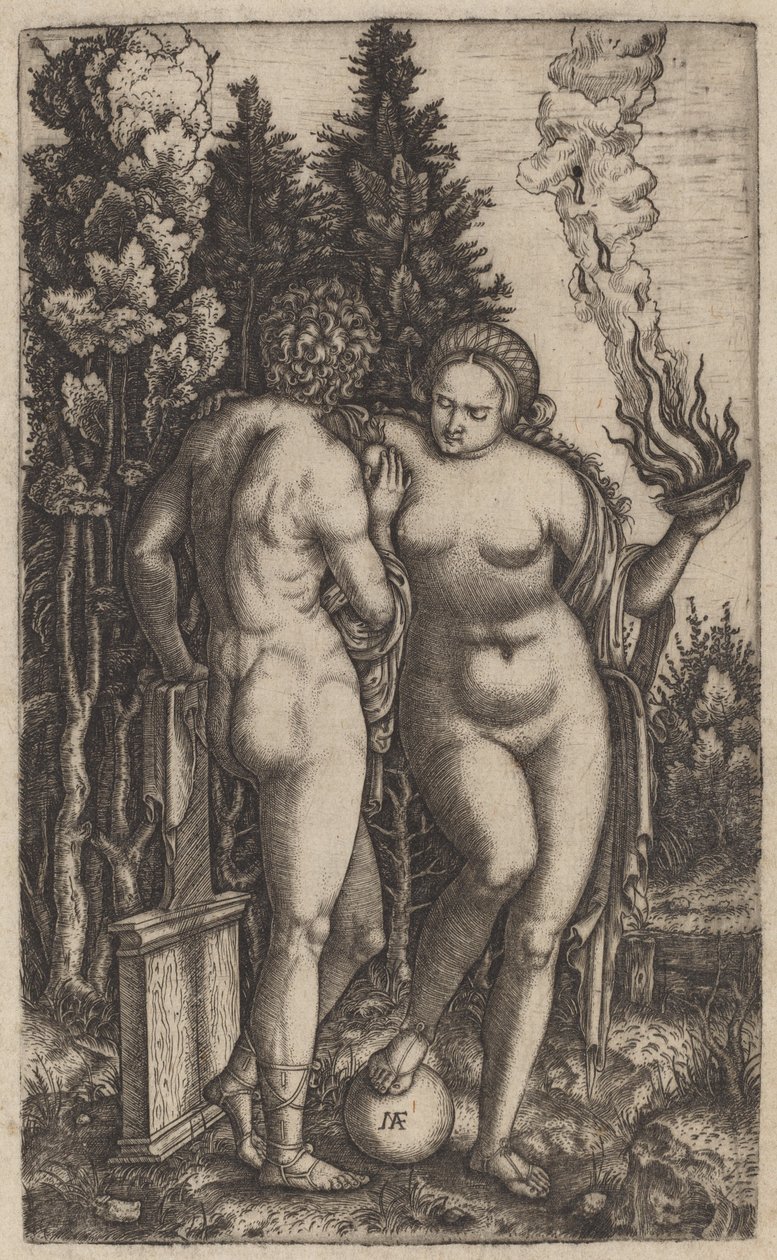 Man and Woman with a Ball by Marcantonio Raimondi possibly after Francesco Francia