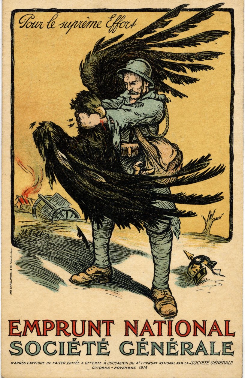 War 1914-1918, Advertising poster of the Societe Generale "National Borrowing" by Marcel Falter