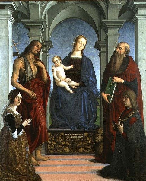 Madonna and Child with St. Jerome and St. John the Baptist and Donors by Marco (attr. to) Meloni