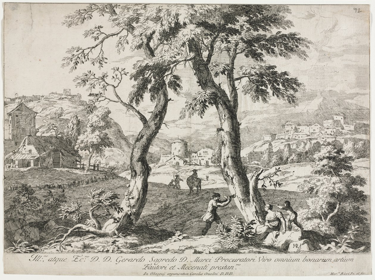 View of a Village with Figures in the Foreground by Marco Ricci