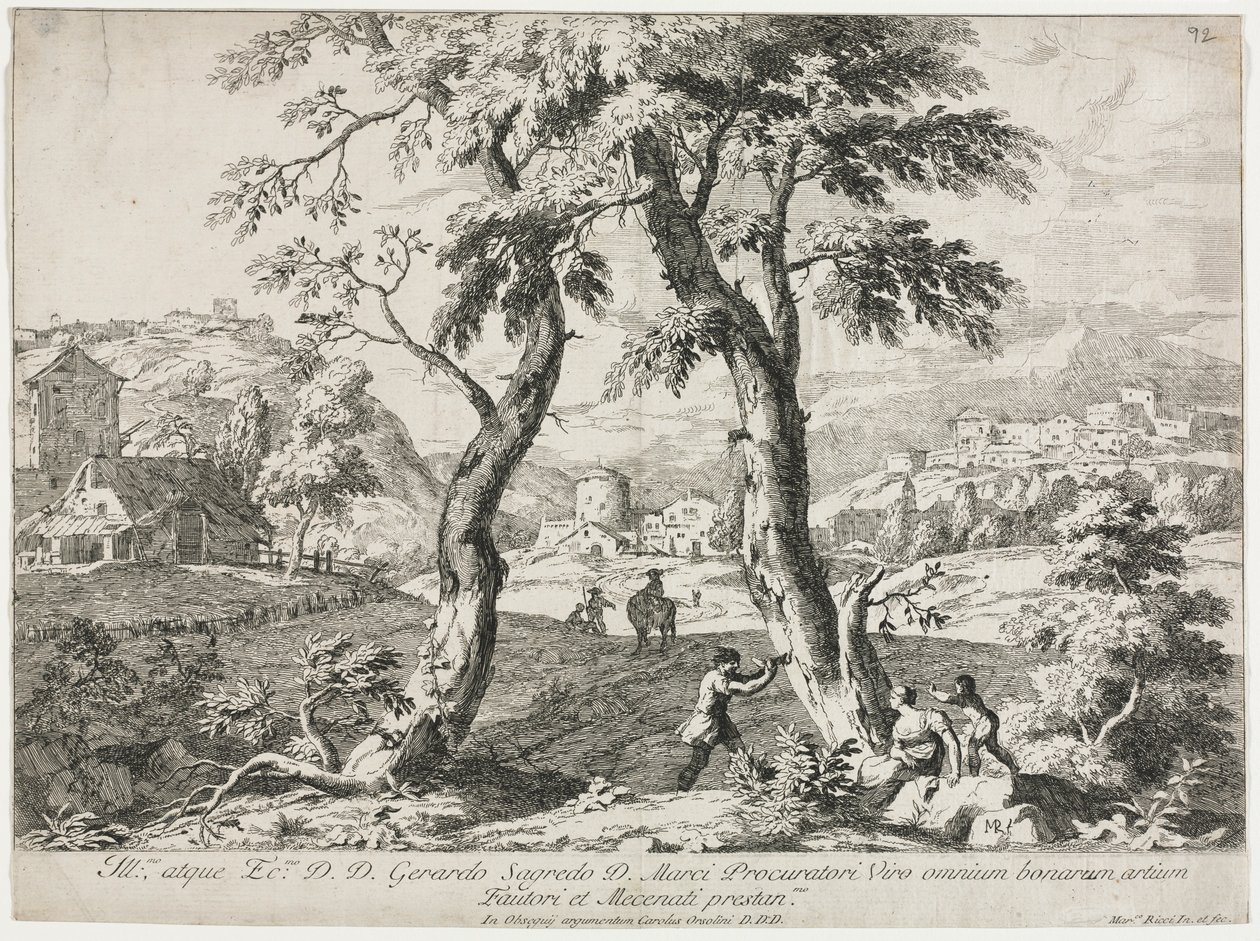View of a Village with Figures in the Foreground by Marco Ricci
