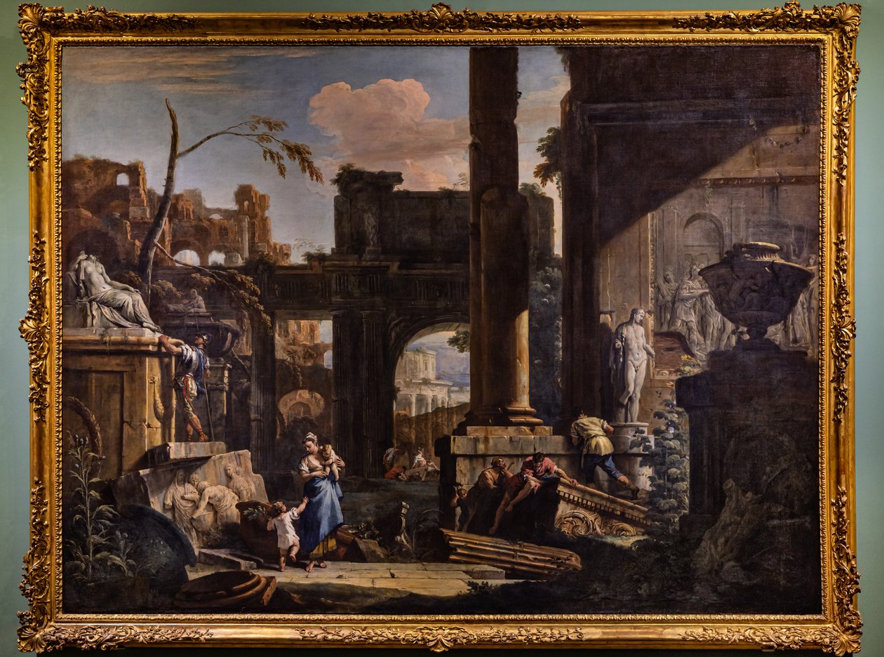 Perspective with Ruins and Figures by Marco & Sebastiano (1659 1734) Ricci