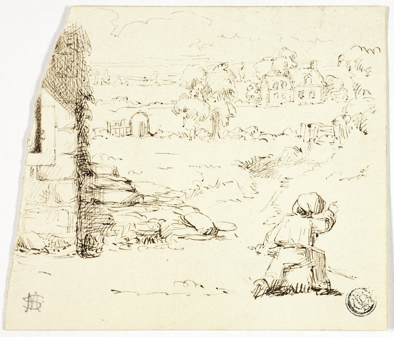 Landscape with Boy in Foreground by Marcus Stone