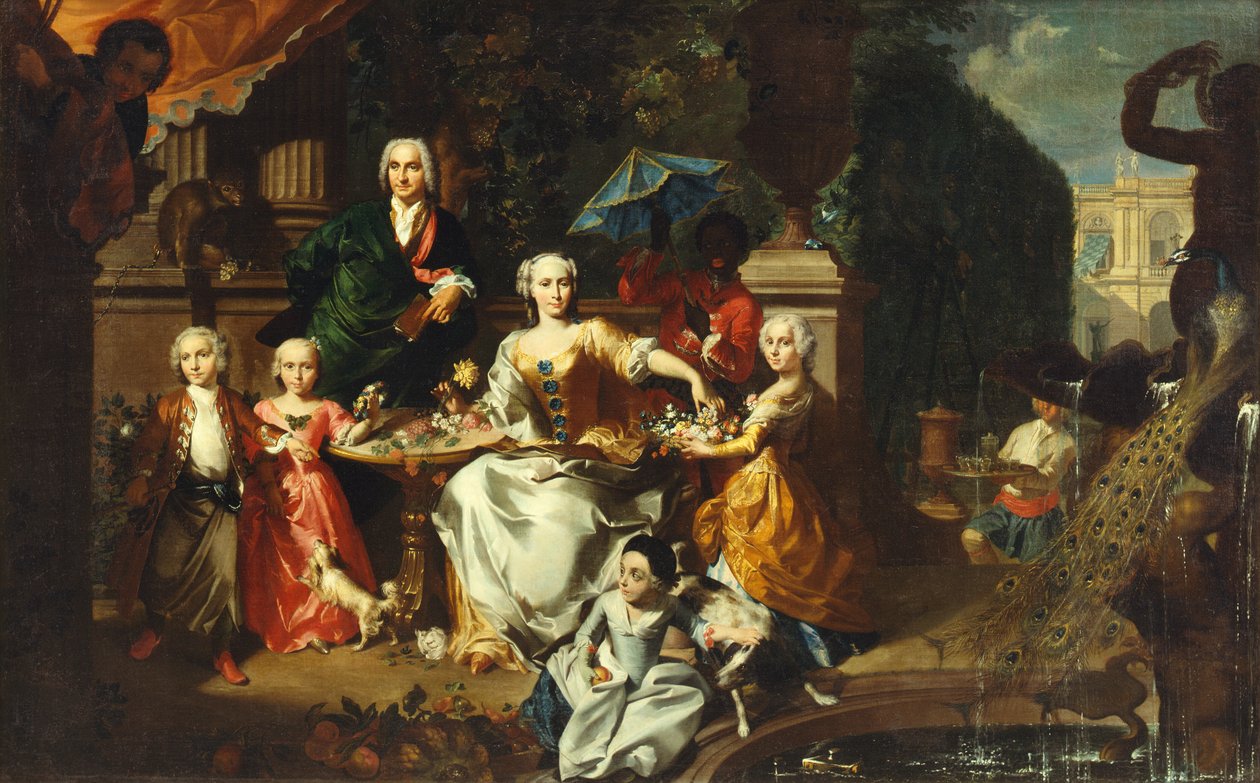 A Family Group on a Terrace in the Grounds of a Villa. Possibly the English Businessman George Jackson and His Family by Marcus Tuscher