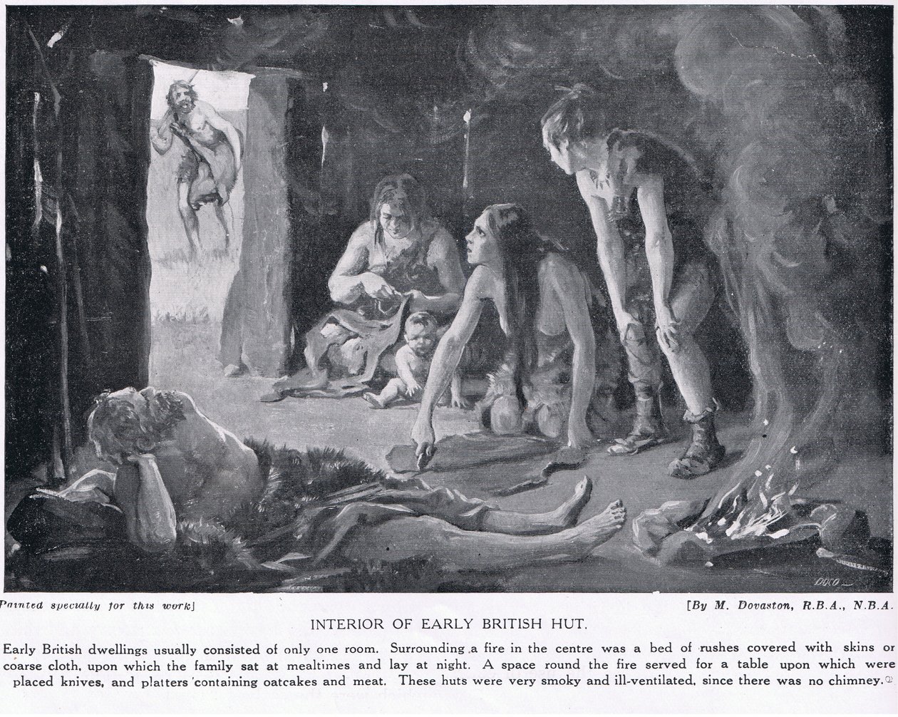 Interior of an Early British Hut, Illustration from 