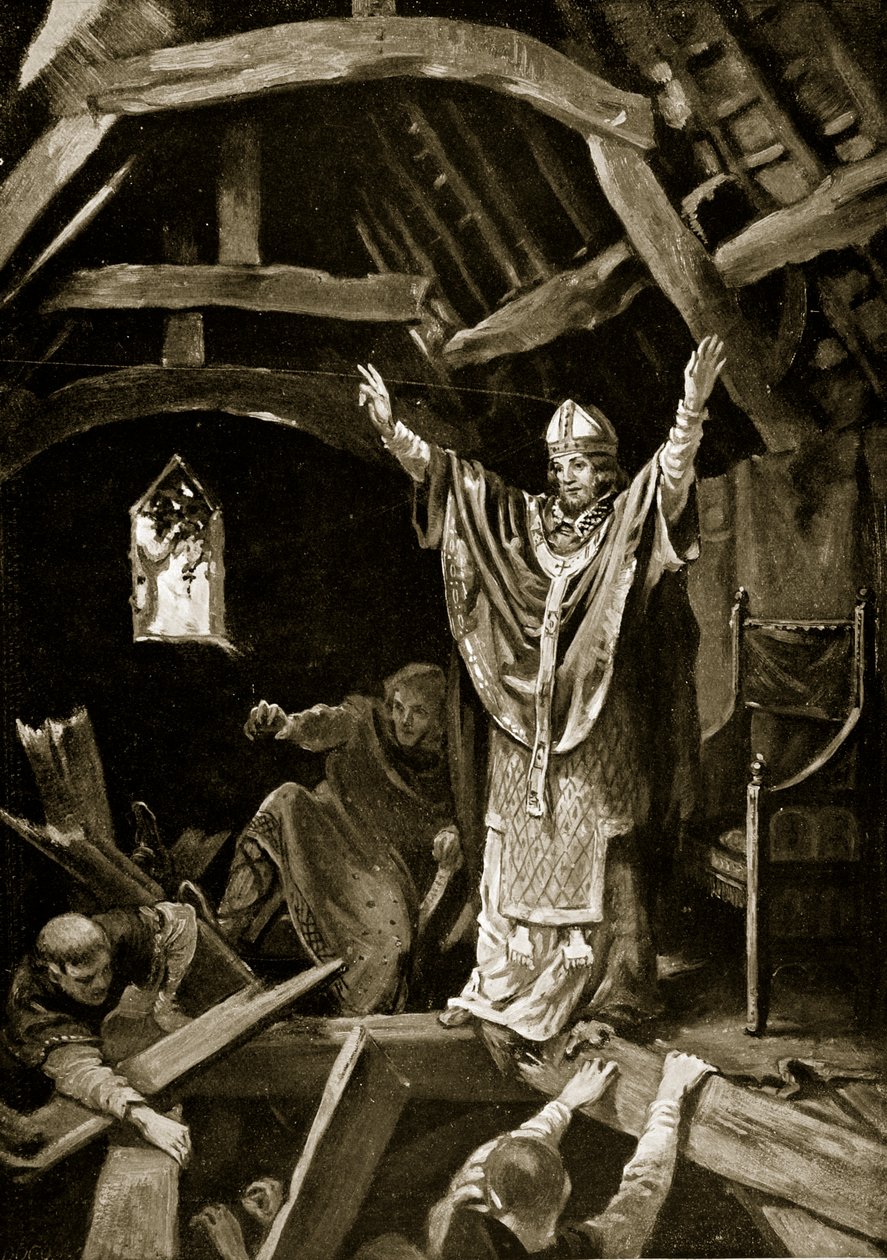 Collapse of the Floor at Calne, 978, Illustration from 
