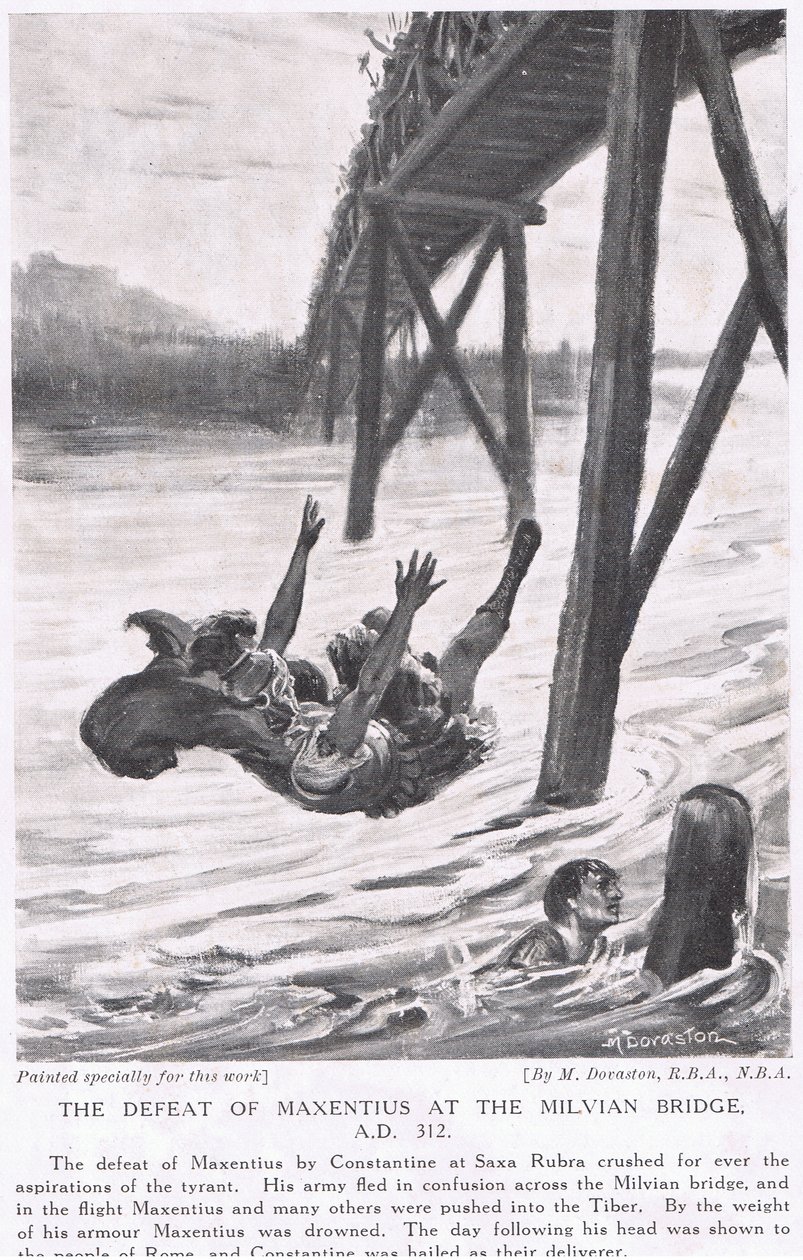 The defeat of Maxentius at Milvian Bridge 312 AD by Margaret Dovaston