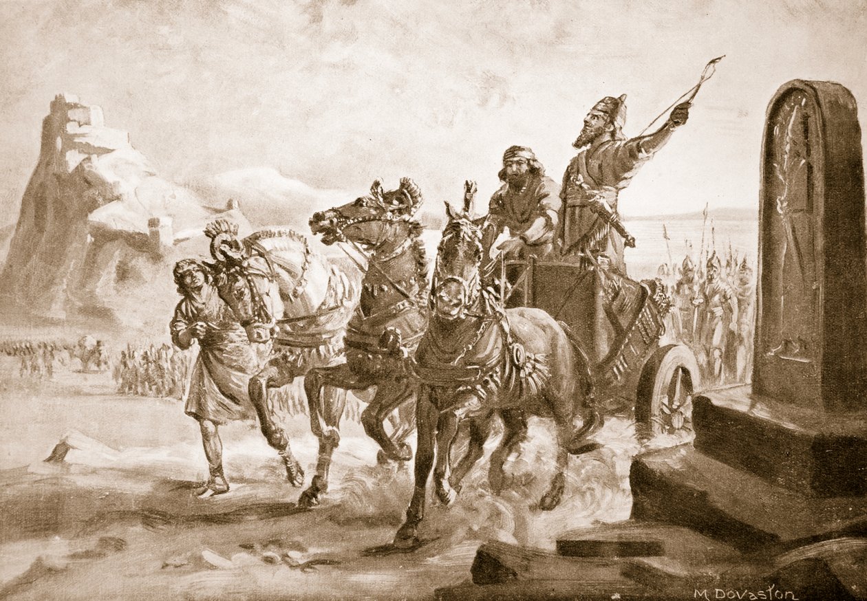 Tiglath-Pileser IV before the Citadel of Turushpa, illustration from 