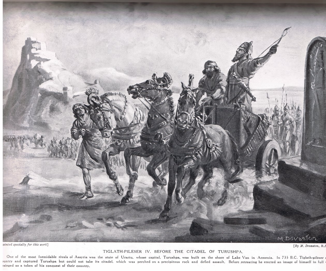 Tiglath-Pileser IV before the Citadel of Turushpa, illustration from ...