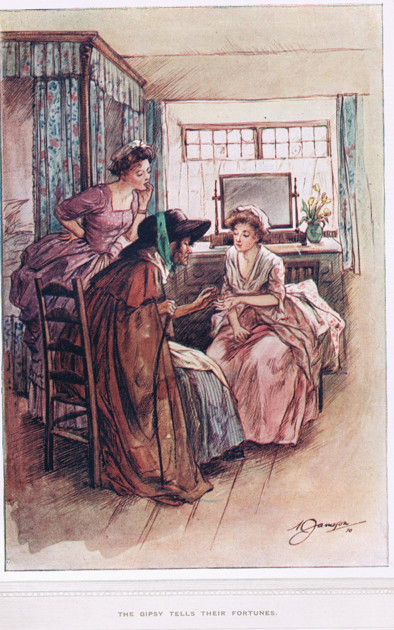 The Gipsy tells their fortune, illustration from 