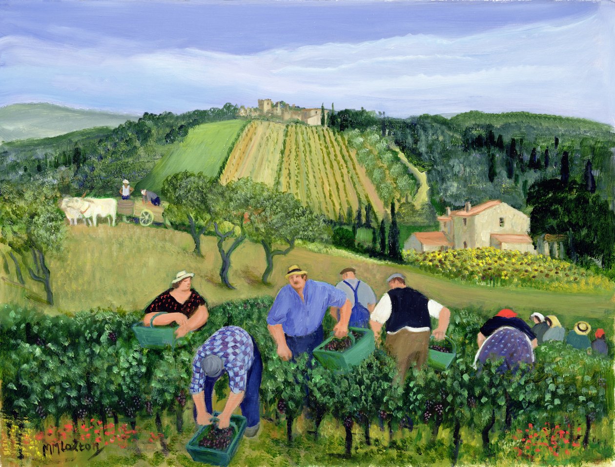 Vineyard, Olives and Sunflowers by Margaret Loxton