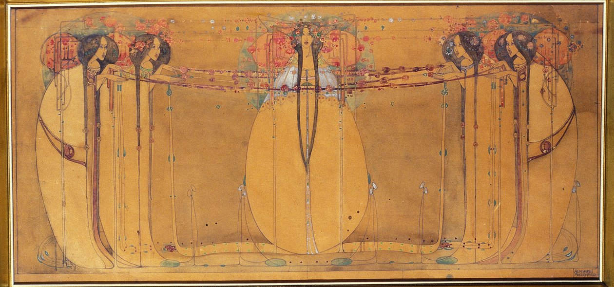 May Queen, Cartoon for Panel for Ingram Street Tearooms, c.1900 by Margaret Macdonald