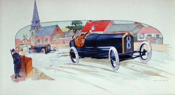 A Peugeot Racing Car in the Grand Prix de France of 1911 by Marguerite (fl.1909 14) Montaut