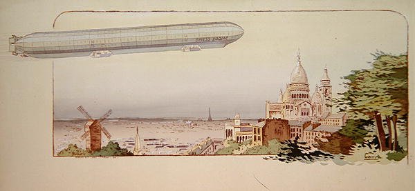 The Spiess Zodiac Airship, Published by Mabileau, Paris by Marguerite (fl.1909 14) Montaut