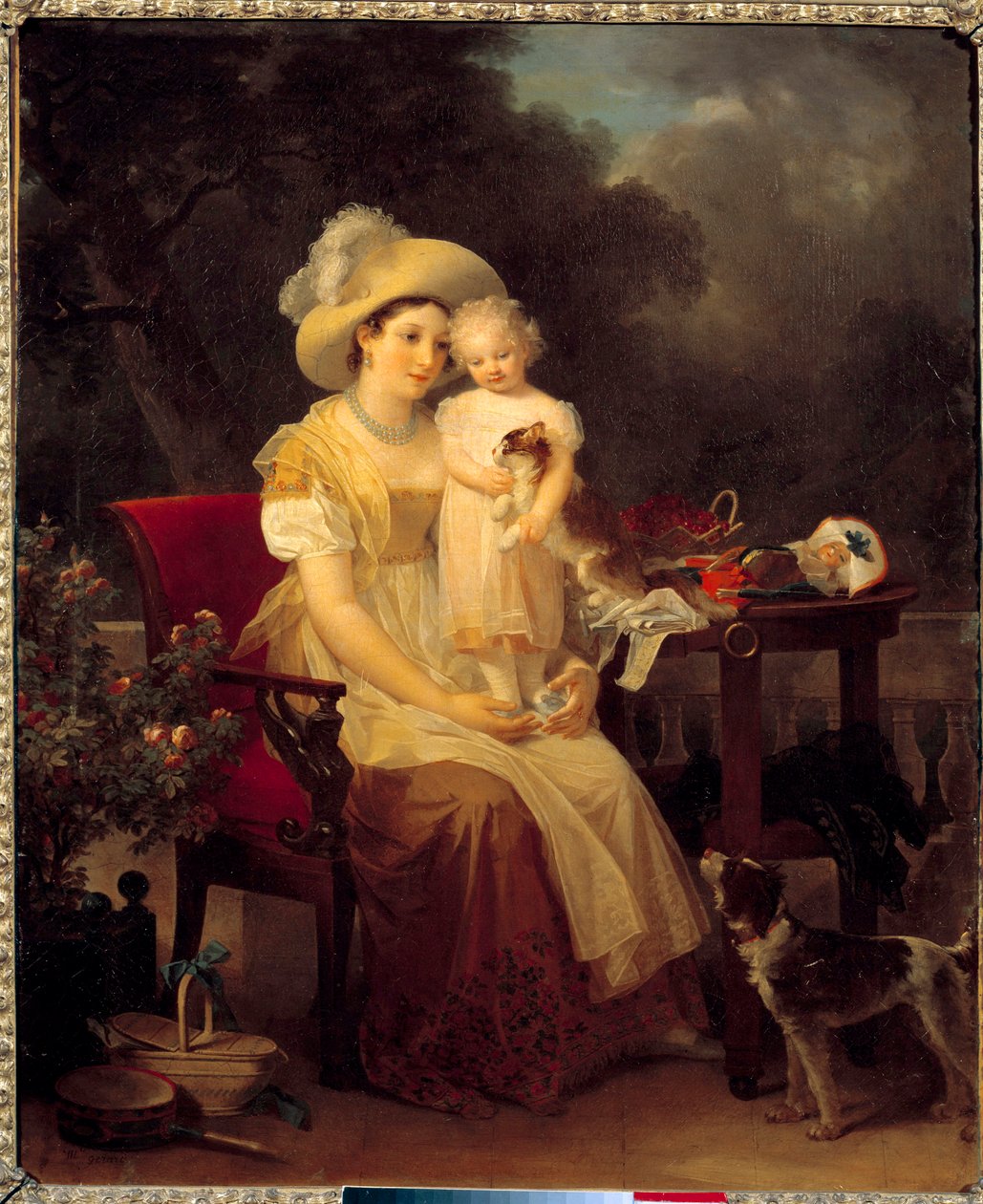 Woman Sitting Holding a Girl on Her Knees by Marguerite Gerard