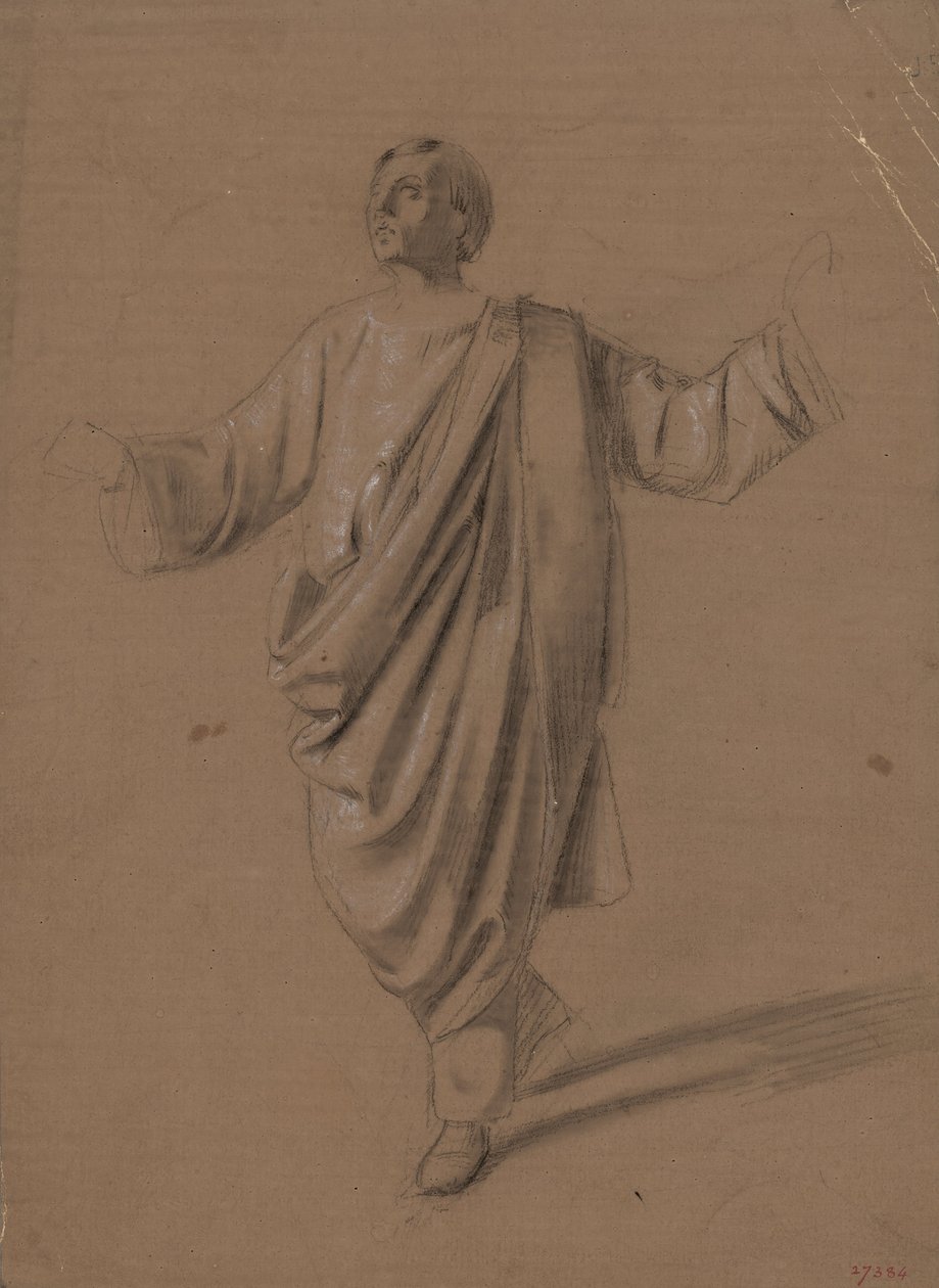 Academic study of a male figure by Marià Fortuny