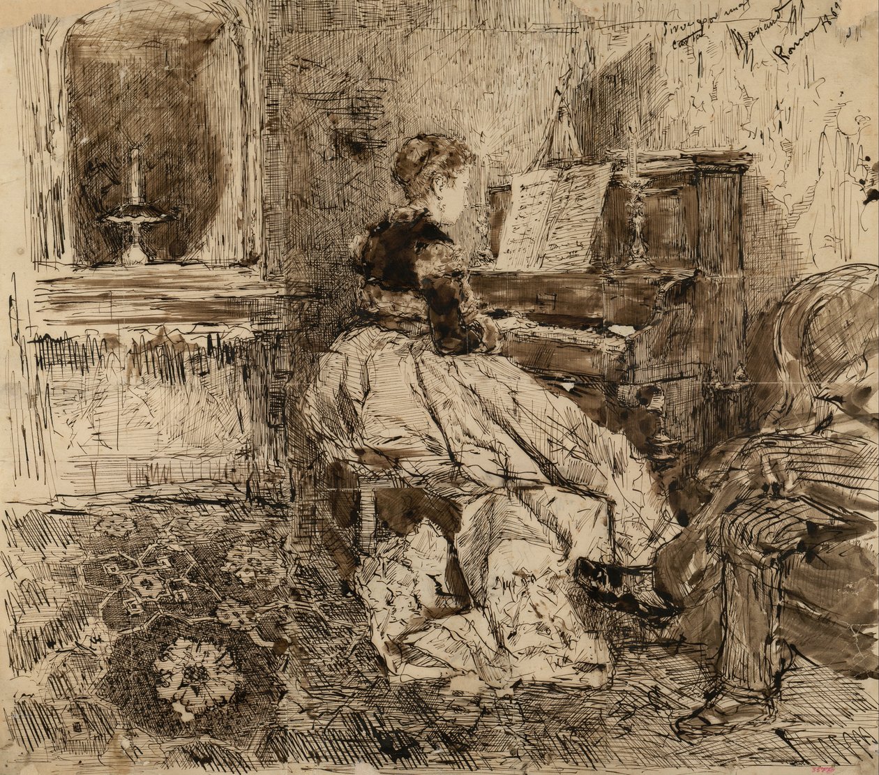 Cecilia de Madrazo Playing the Piano by Marià Fortuny