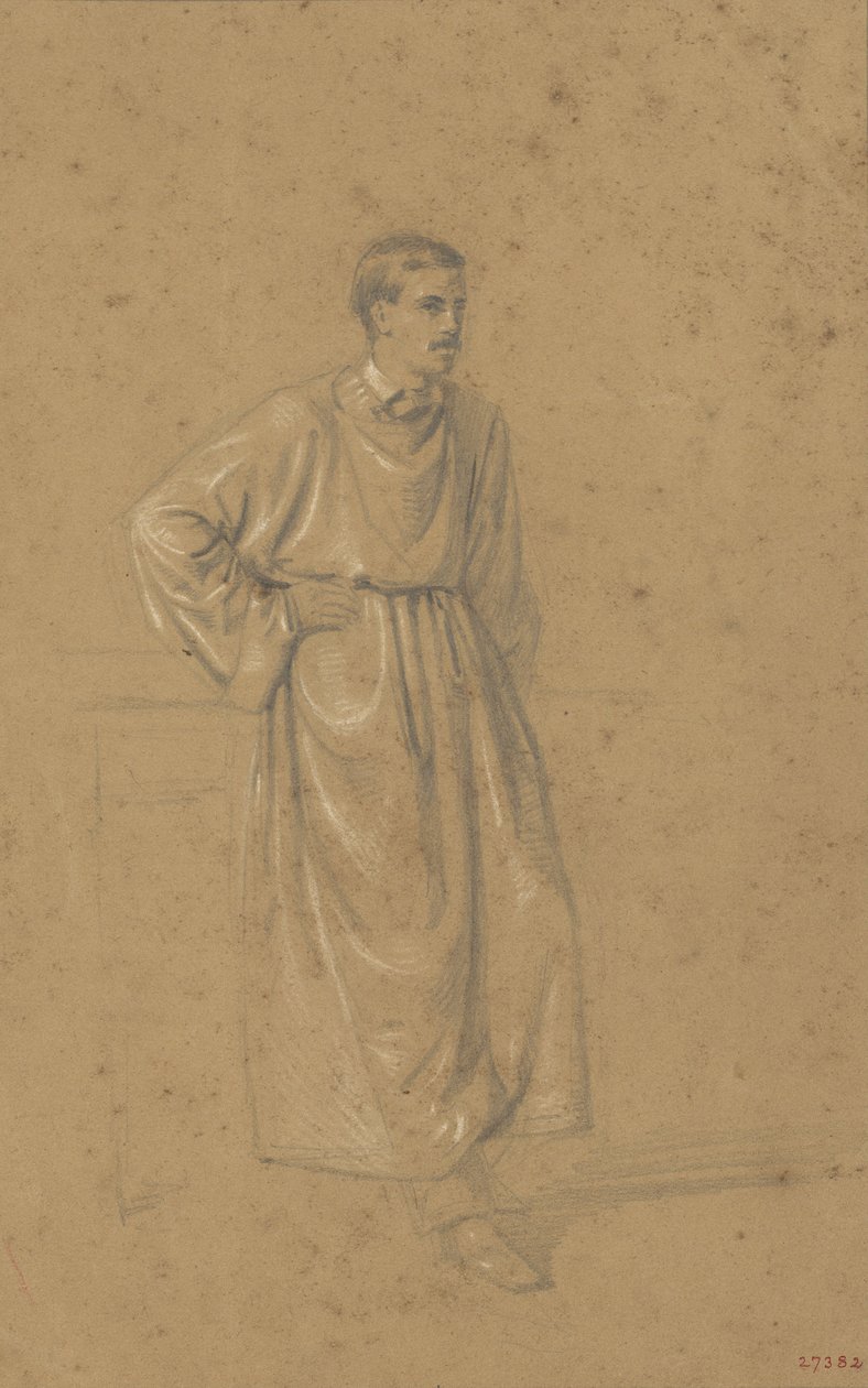 Academic Study of a Male Figure by Marià Fortuny Marsal