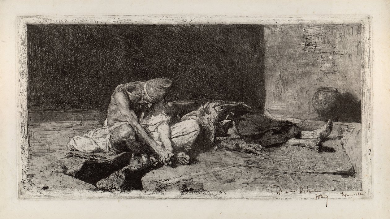 Arab Watching Over the Body of a Friend by Marià Fortuny Marsal