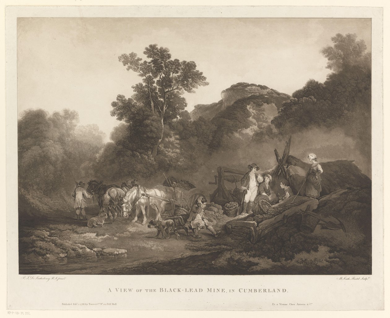 Resting Workers at the Coal Mine in Cumberland (A View of the Black-Lead Mine, in Cumberland) by Maria Catharina Prestel