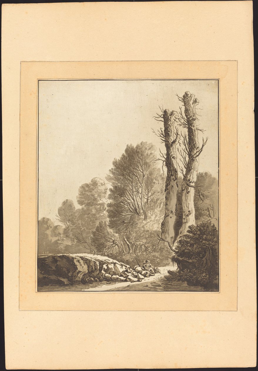 Landscape with Two Trees by Maria Catharina Prestel after Herman Saftleven