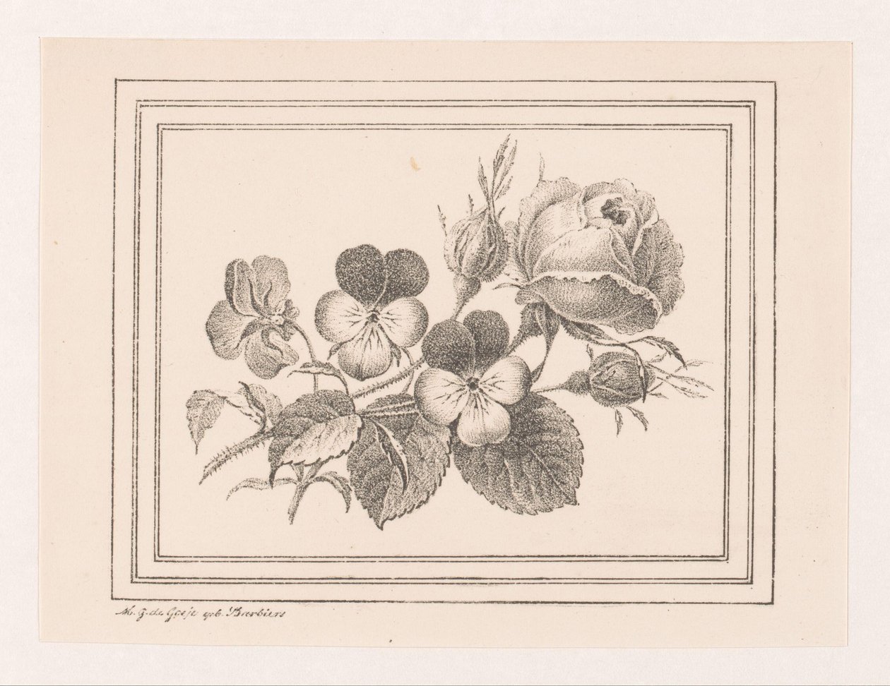 Rose and Violets by Maria Geertruida de Goeje Barbiers