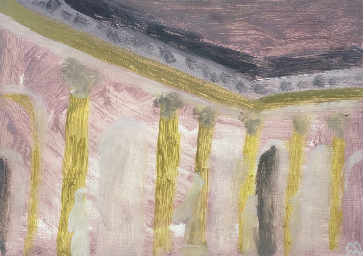 Rose Viennese Interior with Columns by Maria Magenta