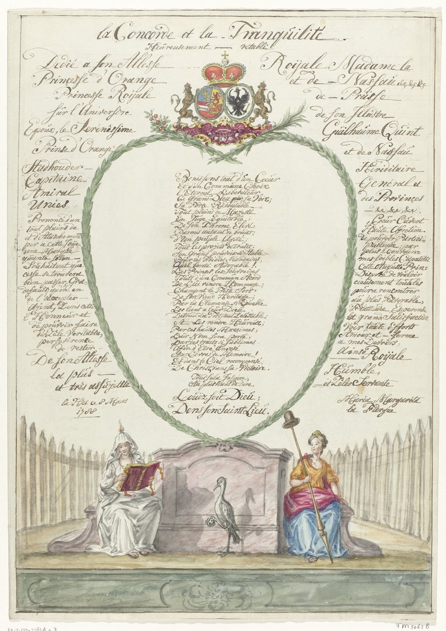 Verse for Princess Wilhelmina on the Fortieth Birthday of Prince William V, 1788 by Maria Margaretha la Fargue