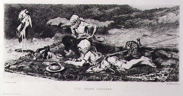 The Snake Charmer (engraved by Emile Boilvin) by Mariano (after) Fortuny