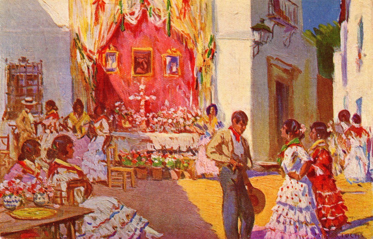 Street Altar for La Cruz de Mayo Festival, Seville, Spain by Mariano Bertuchi