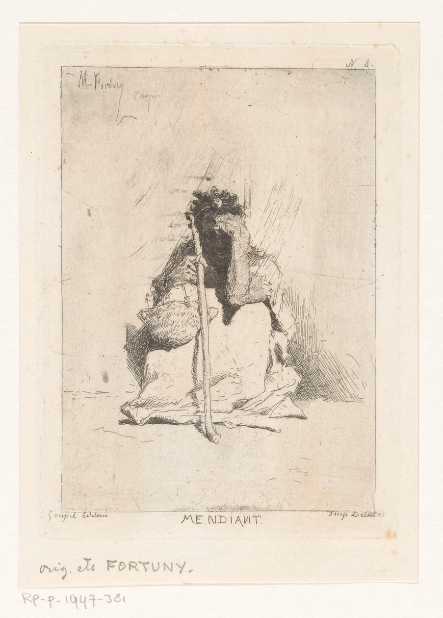 Sitting Beggar with Stick by Mariano José María Bernardo Fortuny y Carbó