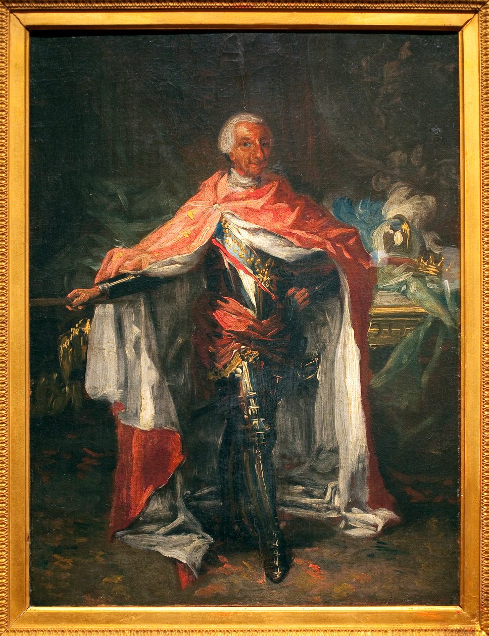 Portrait of Charles III of Spain (1716-1788) - Painting by Mariano Salvador Maella (1739-1819), Oil on Canvas, Sketch, Spanish Art by Mariano Salvador de Maella