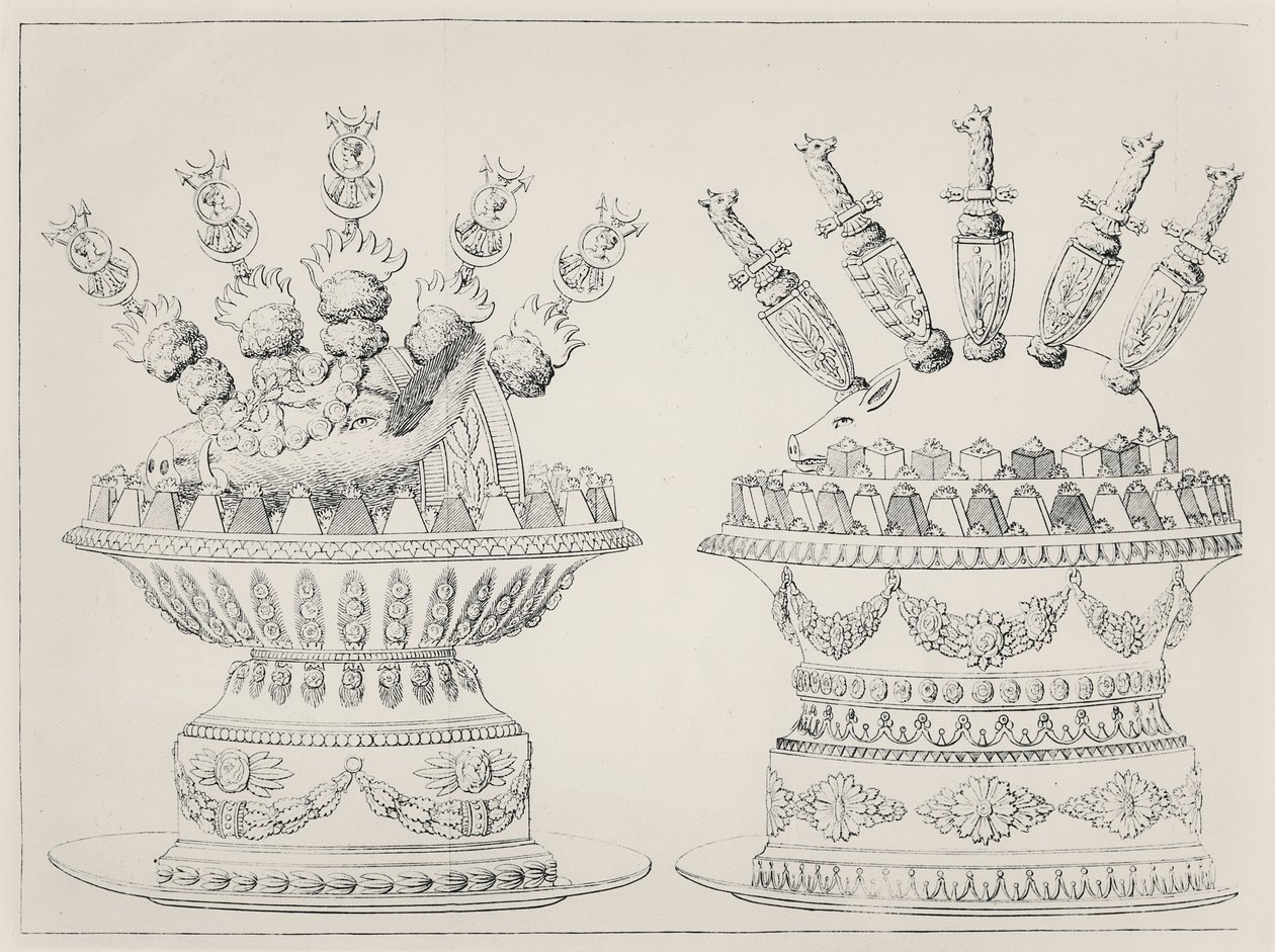 Wild Boar and Suckling Pig Pièces Montées, Designs by Antonin Carême by Marie Antoine Careme