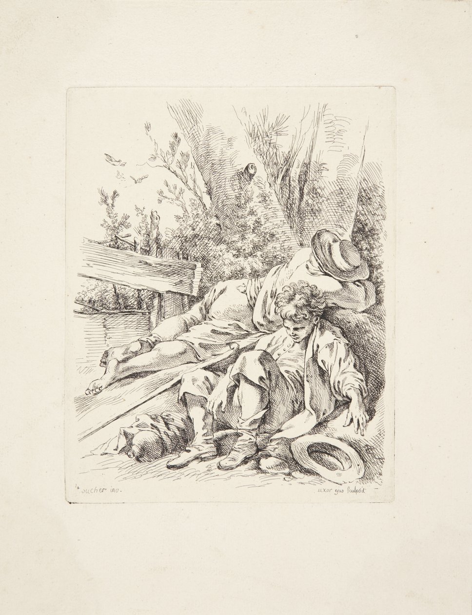 Two Boys Sleeping Against a Tree by Marie Jeanne Boucher