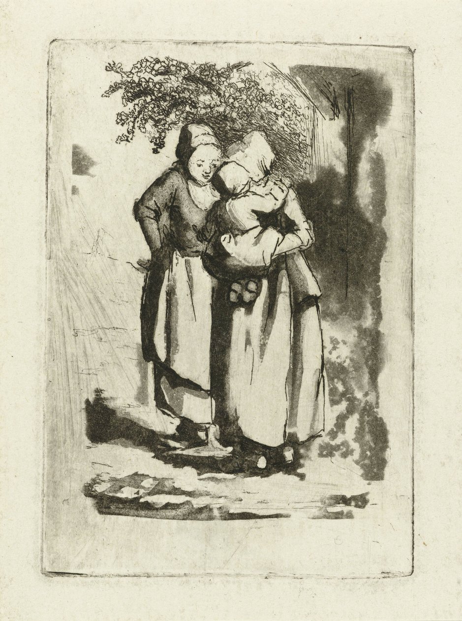 Two Standing Peasant Women, One with a Child in Her Arms by Marie Lambertine Coclers