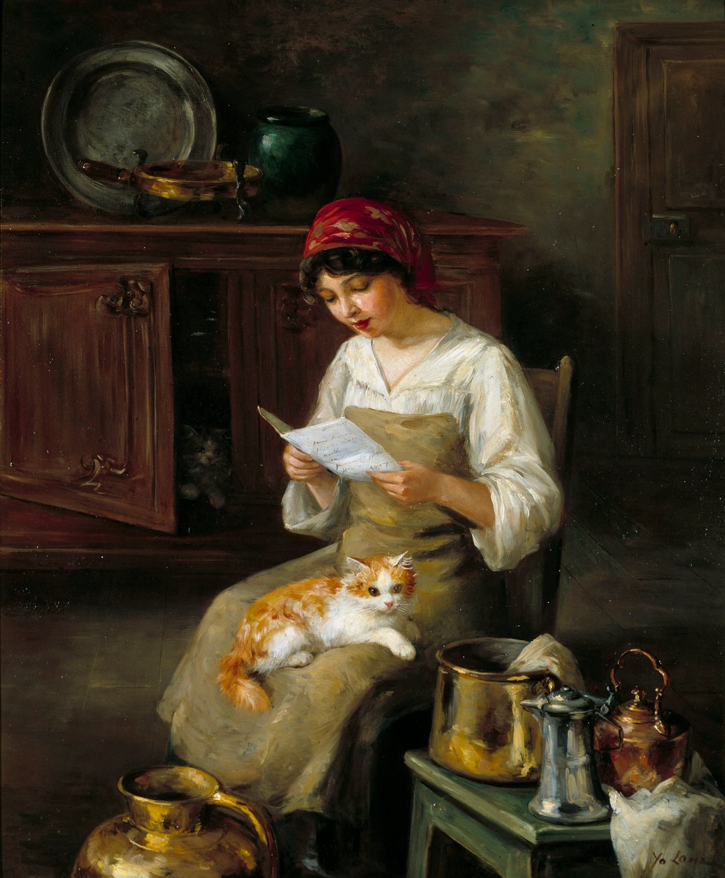 Young Woman Reading a Letter by Marie Yvonne Yo Laur