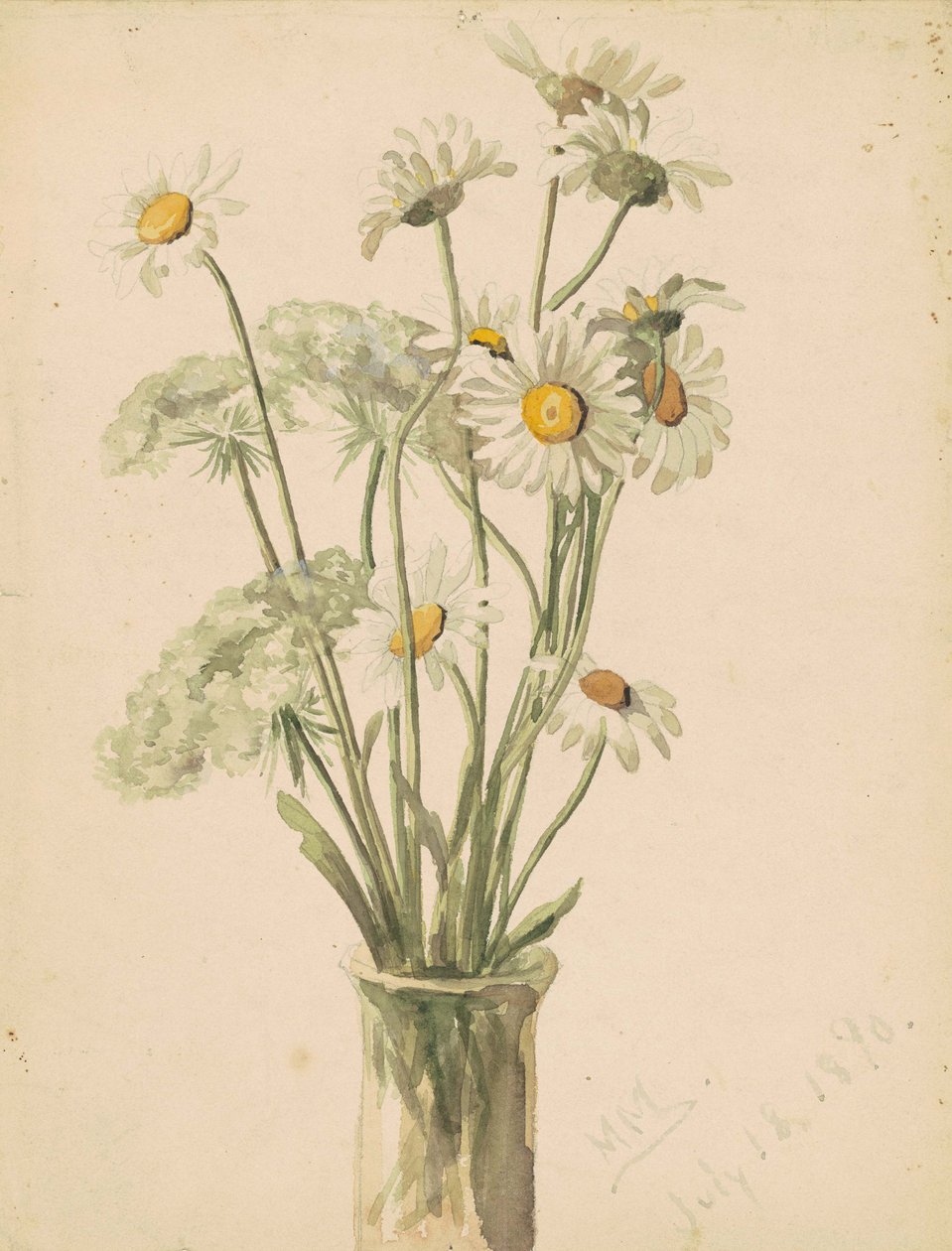 Daisies and Queen Anns Lace in a Vase by Marietta Minnegerode Andrews