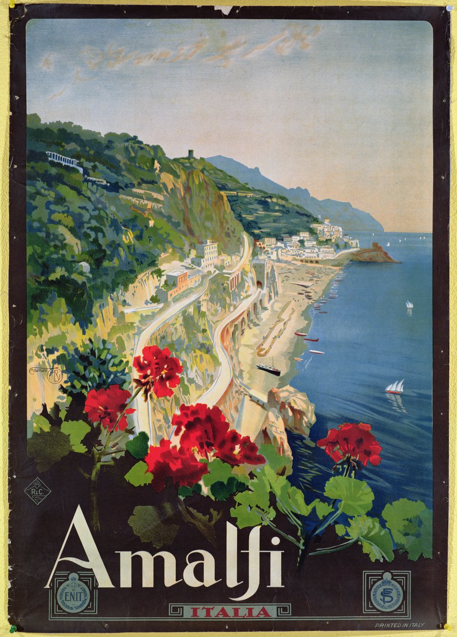 Poster advertising the Amalfi Coast by Mario Borgoni
