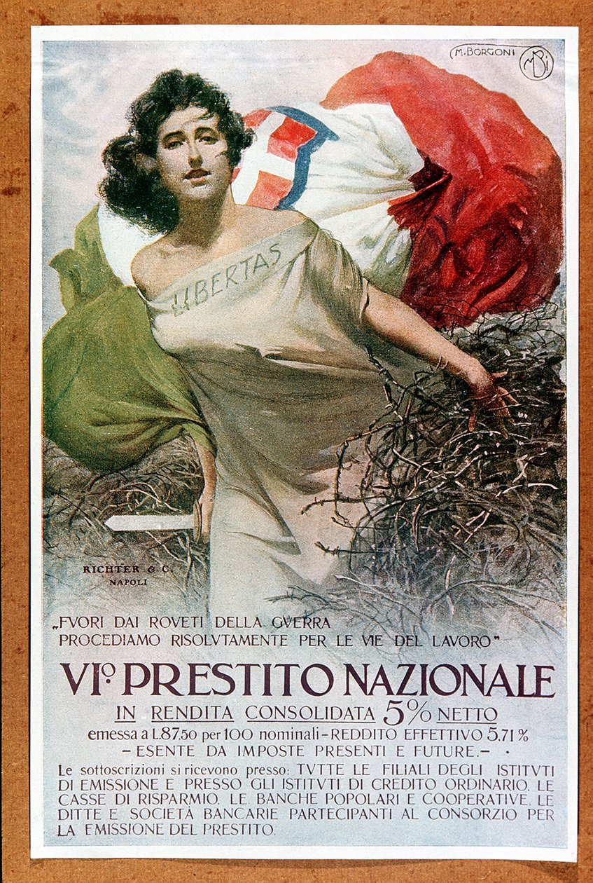 Italian Allegorical Illustration on the National Loan by Mario Borgoni