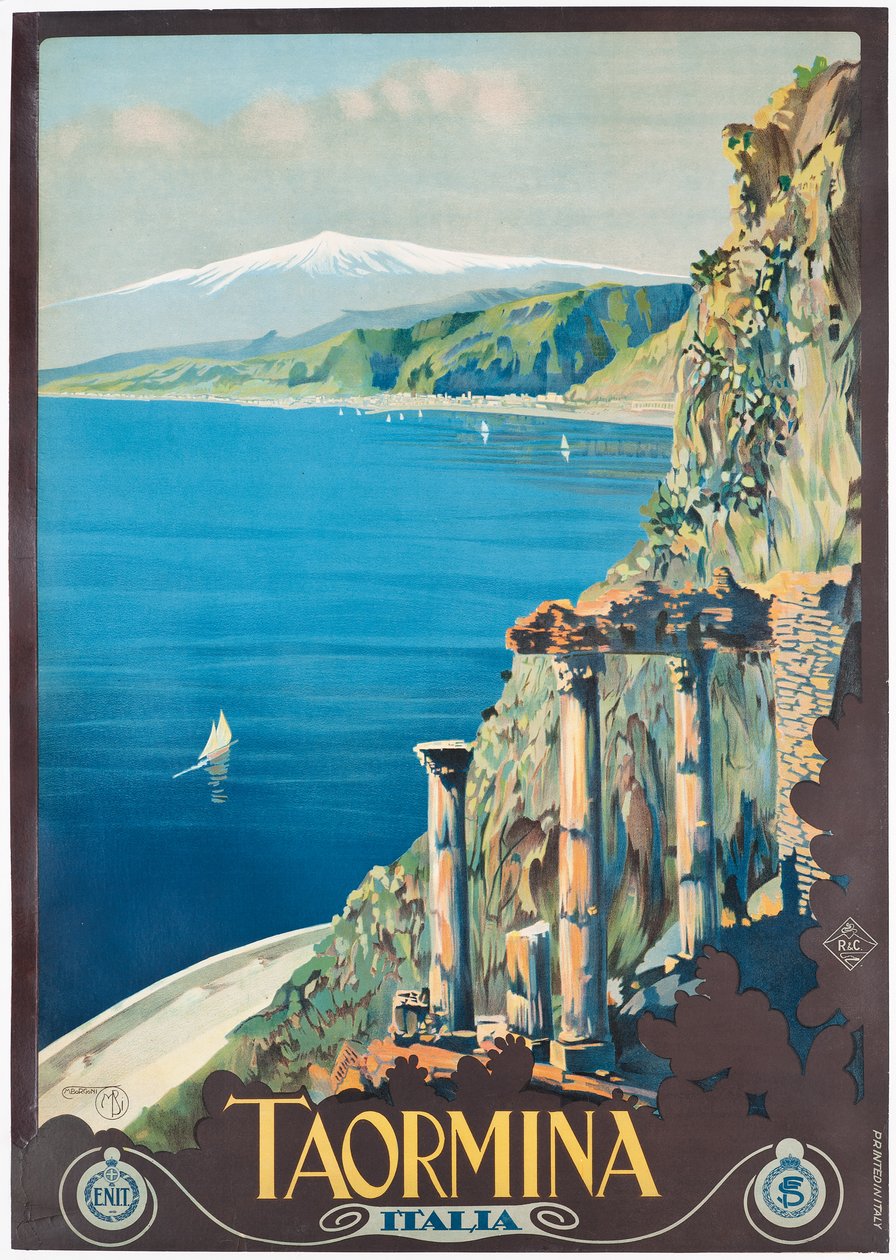Poster Advertising Taormina, c.1927 by Mario Borgoni