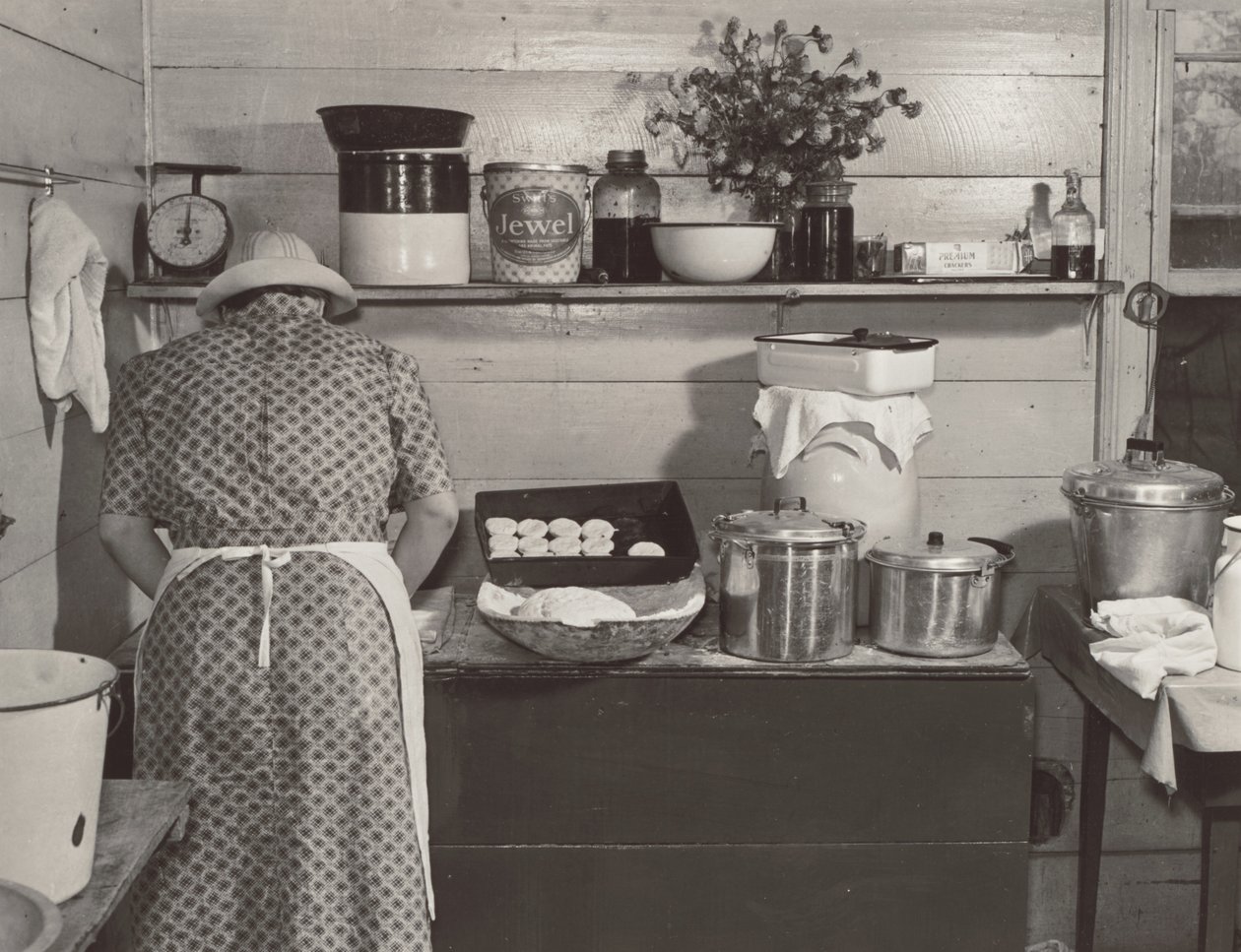 One of the Wilkins Family Making Biscuits for Dinner on Cornshucking Day at Mrs. Fred Wilkins